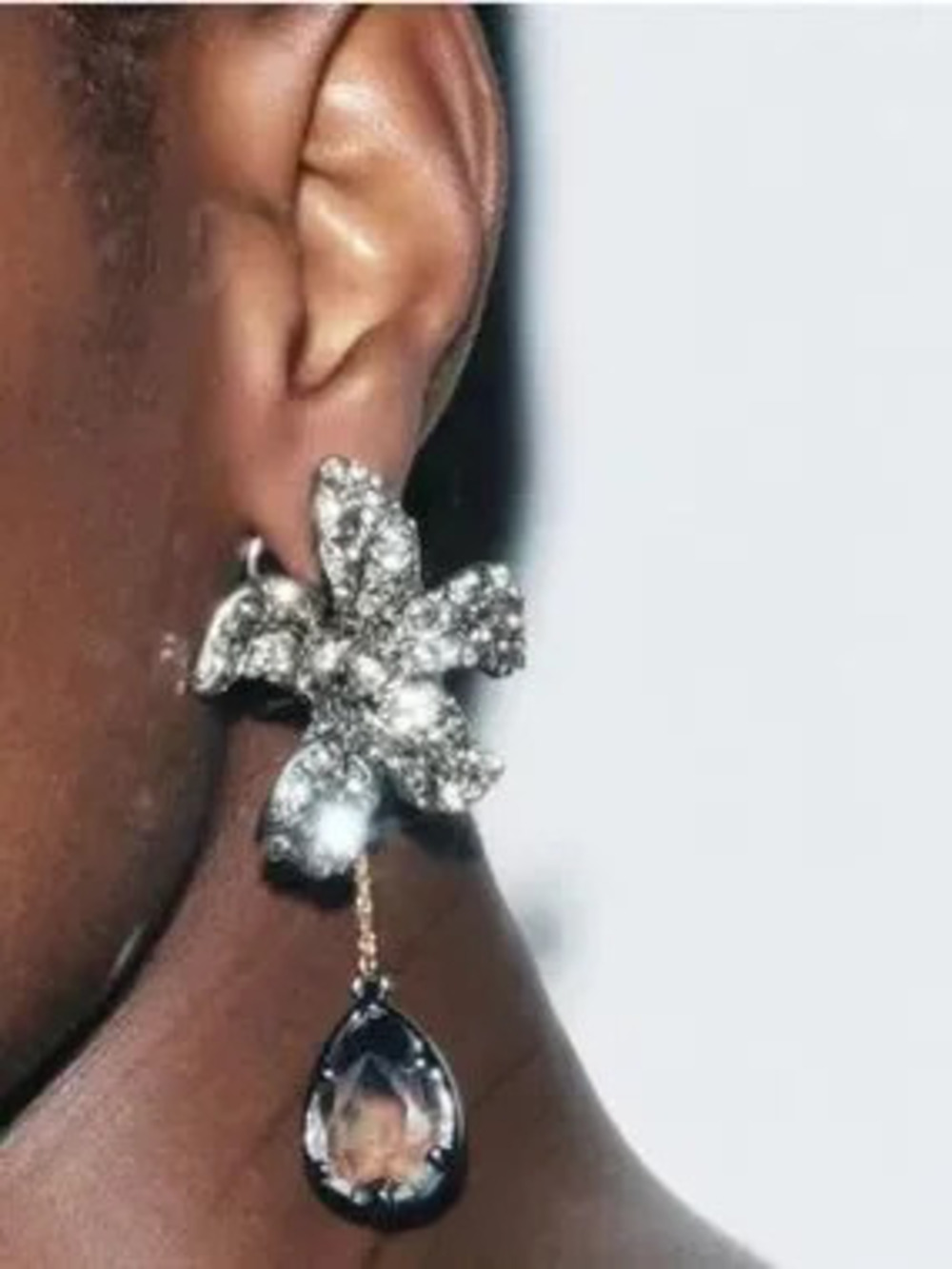 Celestine Silver Crystal Floral Earrings Elegant Teardrop Bridal Jewelry